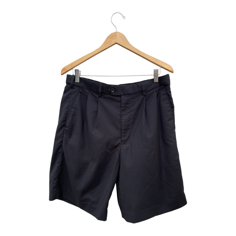 Bocaccio Men's Black Pleated Expandable Waistband 9in Golf Shorts Sz 32